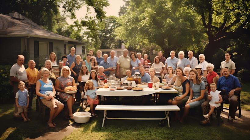 A large family in a reunion family photo