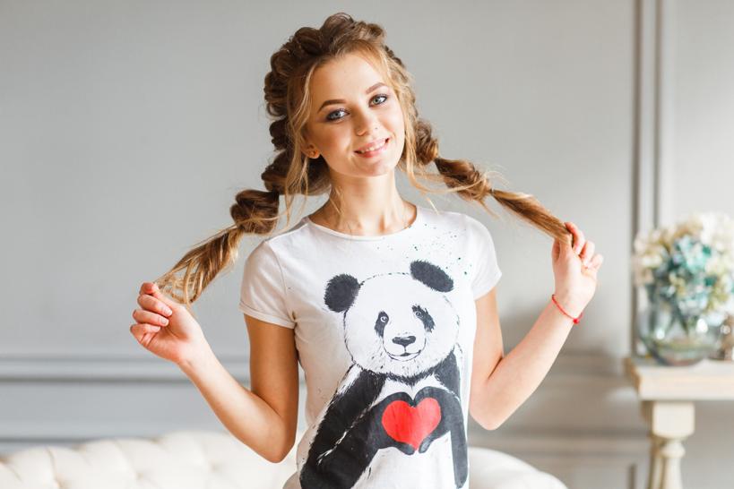 Woman wearing well designed screen printed t-shirt