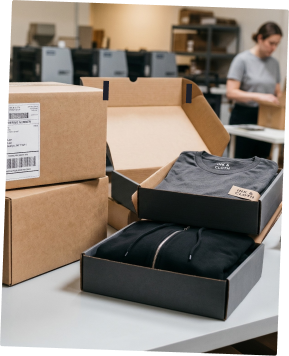 Packed apparel order ready to ship