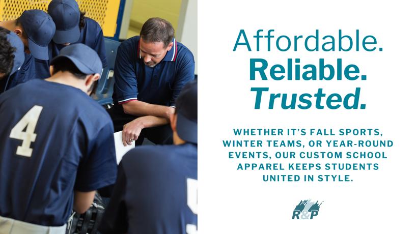 Coach guiding student athletes in navy uniforms, showcasing R&P Prints’ affordable and reliable custom school sports apparel.