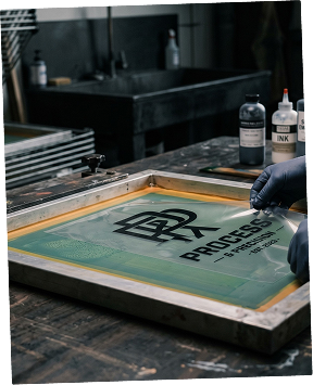 Screen prep at the Prints Canada shop